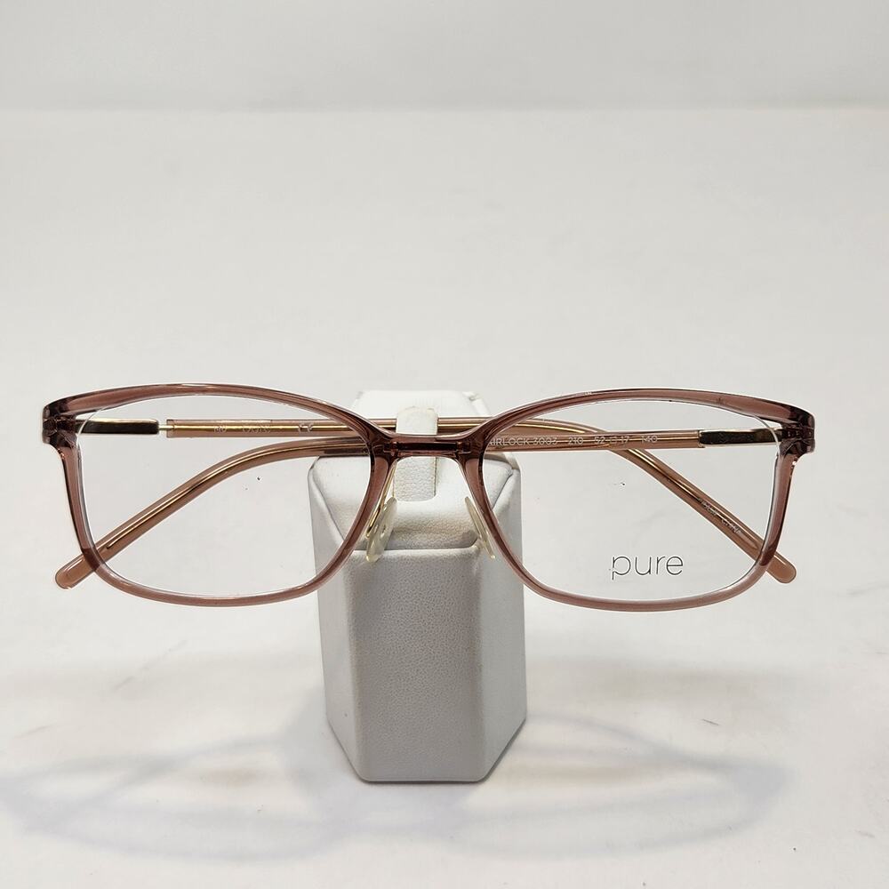 Pure Airlock 3003 210 Brown Gold Eyeglasses Frames Full Rim Rectangle Acetate